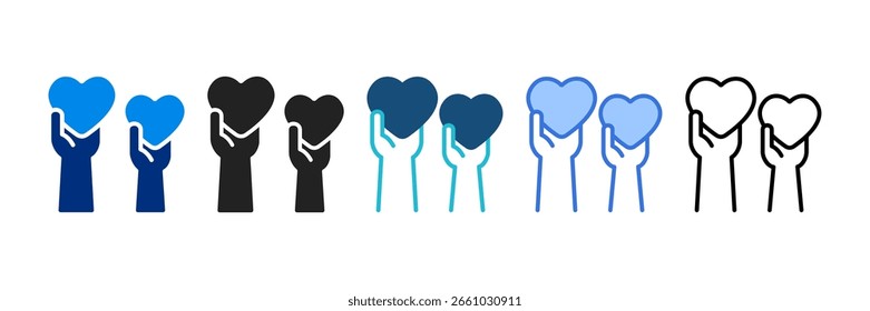 Conjunto de iconos de voluntarios Ilustración vectorial de estilo múltiple