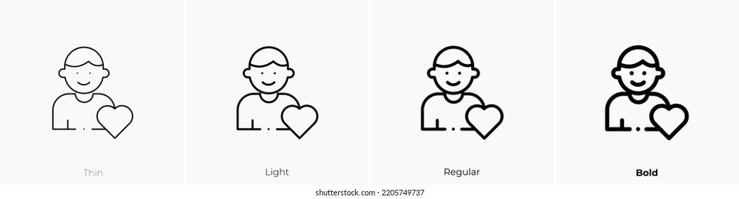 icono voluntario. Diseño delgado, ligero y audaz aislado en un fondo blanco