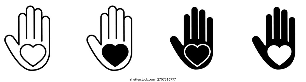 Conjunto de Vectores de iconos de voluntarios. Colección de signo de ilustración comunitaria. símbolo de ayuda. logotipo de donación.