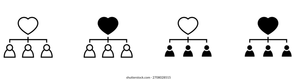 Conjunto de vetores de ícone voluntário. Coleção de sinais de ilustração da comunidade. símbolo de ajuda. logotipo da doação.