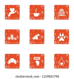 Volunteer icons set. Grunge set of 9 volunteer vector icons for web isolated on white background