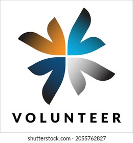Volunteer or Letter V Logo Design Flat Vector Illustrations. This logo can used for social community