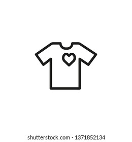 Volunteer line icon. T-shirt with heart, tshirt, shirt. Volunteering concept. Vector illustration can be used for uniform, community, team