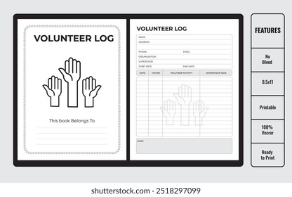 Volunteer Logbook Journal Template, Planner Or Tracker For Interior Design