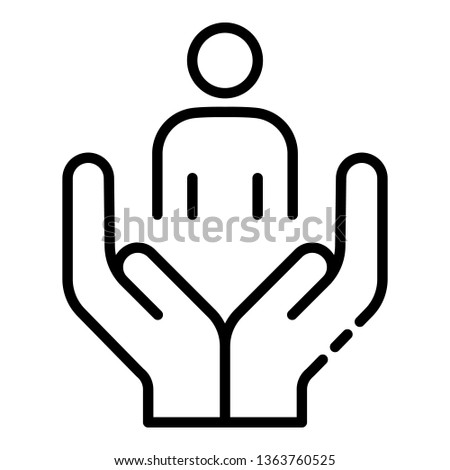 Volunteer man care icon. Outline volunteer man care vector icon for web design isolated on white background