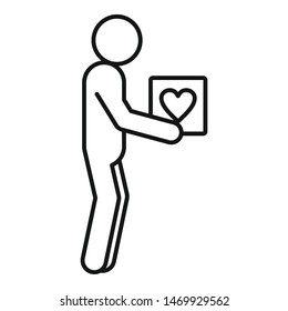 Volunteer man icon. Outline volunteer man vector icon for web design isolated on white background
