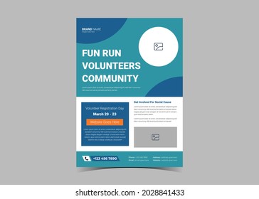 Volunteer Needed Flyer Template Design. Charity Volunteer Poster Leaflet Design. Community Volunteer Service Flyer Template