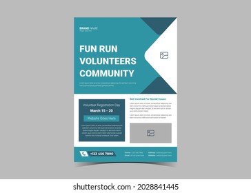 Volunteer Needed Flyer Template Design. Charity Volunteer Poster Leaflet Design. Community Volunteer Service Flyer Template