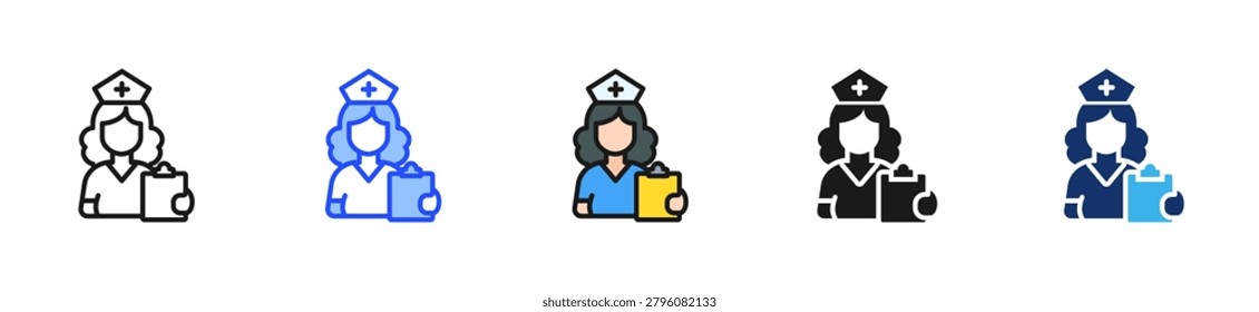 Volunteer Nurse Icon Collection With Multiple Styles
