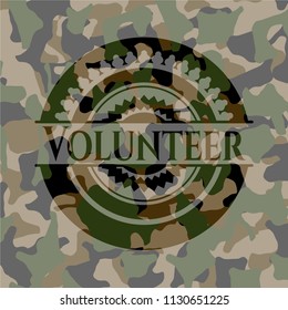 Volunteer on camouflage texture