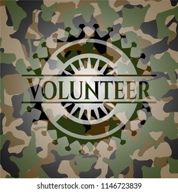 Volunteer on camouflaged pattern