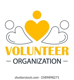 Volunteer organization logo vector isolated. Logotype for charity community. Concept of love and support. Volunteer work.