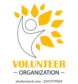 Volunteer organization logo vector isolated. Logotype for charity community. Concept of love and support. Volunteer work.
