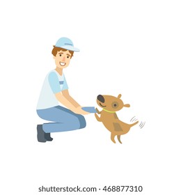Volunteer Playing With The Rescue Dog