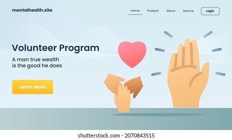 volunteer program concept for website template landing homepage