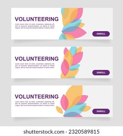 Volunteer project with children web banner design template. Vector flyer with text space. Advertising placard with customized copyspace. Promotional printable poster for advertising. Graphic layout