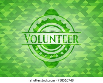 Volunteer realistic green mosaic emblem
