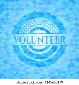 Volunteer realistic sky blue emblem. Mosaic background