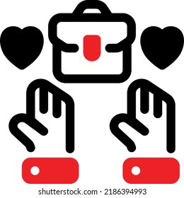 Volunteer Red Glyph icon vector design and illustration template