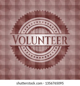 Volunteer red seamless badge with geometric background.
