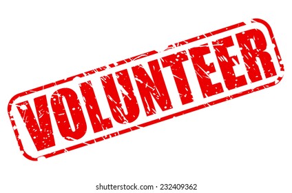 Volunteer red stamp text on white