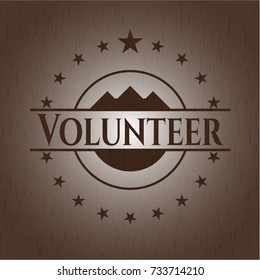 Volunteer retro wooden emblem