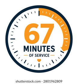Volunteer Service Time Tracking Badge With Community Engagement Hours Vector Illustration
