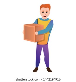 Volunteer take cube box icon. Cartoon of volunteer take cube box vector icon for web design isolated on white background