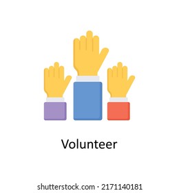 Icono plano vectorial voluntario para web aislado en archivo EPS 10 de fondo blanco