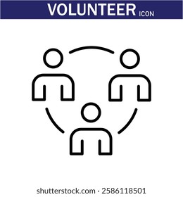 Volunteer Vector Line Icon . Volunteering, Charitable Organizations Logo Linear Pictograms. Donations, Humanitarian Aid, Peace-Keeping Missions Symbols Contour Illustrations . EPS 10 
