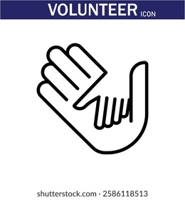 Volunteer Vector Line Icon . Volunteering, Charitable Organizations Logo Linear Pictograms. Donations, Humanitarian Aid, Peace-Keeping Missions Symbols Contour Illustrations . EPS 10 