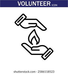 Volunteer Vector Line Icon . Volunteering, Charitable Organizations Logo Linear Pictograms. Donations, Humanitarian Aid, Peace-Keeping Missions Symbols Contour Illustrations . EPS 10 