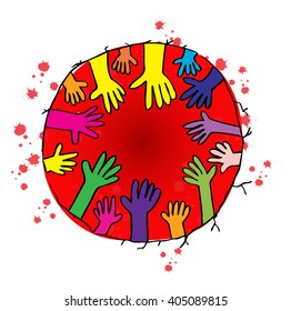 Volunteer and Voting Concept Present With Raised Hands 