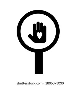Volunteer wanted outline vector icon. Heart symbol. Help and suppport needed. Beloved team. Hand and loop. Togetherness and assistance. Flat simple line design illustration.