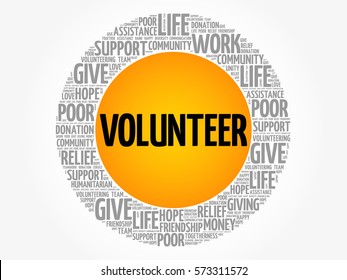 Volunteer word cloud collage, concept background