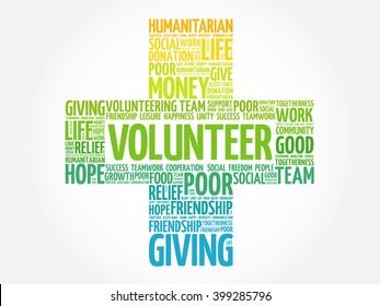 Volunteer word cloud collage, cross concept