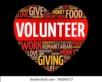 Volunteer word cloud collage, social concept background