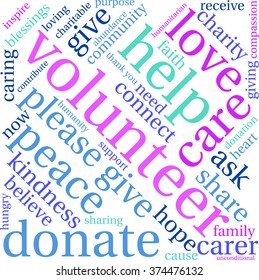 Volunteer word cloud on a white background.