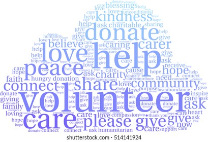 Volunteer word cloud on a white background.