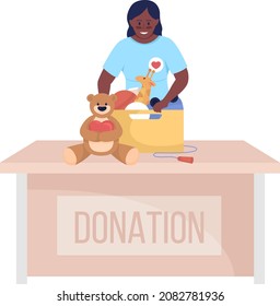 Volunteer at work semi flat color vector character. Posing figure. Full body person on white. Social service isolated modern cartoon style illustration for graphic design and animation