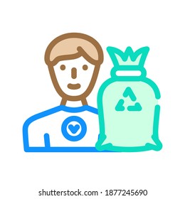 volunteer worker color icon vector. volunteer worker sign. isolated symbol illustration