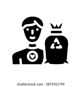 vector de icono de glifo de trabajador voluntario. signo de trabajador voluntario. símbolo de contorno aislado ilustración negra