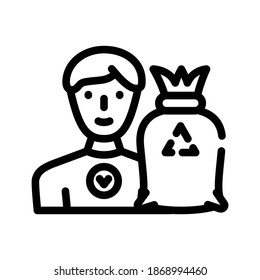 volunteer worker line icon vector. volunteer worker sign. isolated contour symbol black illustration