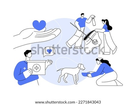 Volunteering abstract concept vector illustration. Volunteer project, community service, altruistic job activity, volunteering for animal shelter, non-profit social organization abstract metaphor.