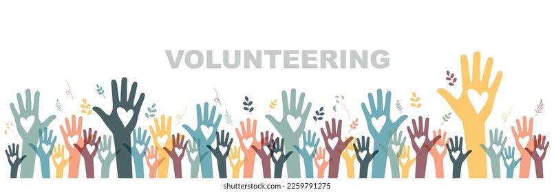 Volunteering banner. Flat vector illustration.