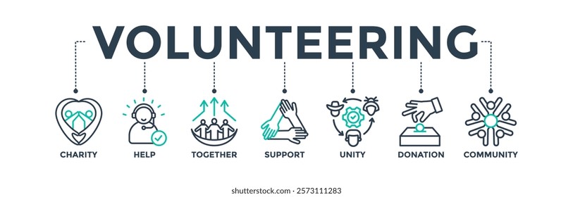 Volunteering banner web icon concept for volunteer aid assistants