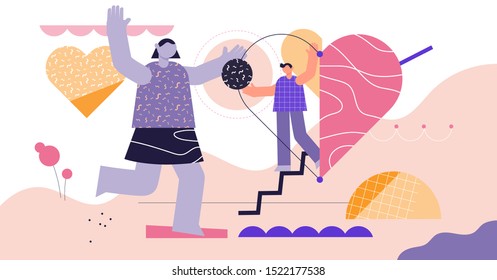Volunteering charity movement modern abstract vector illustration.Community love and help for people care.Support and hope for poor.Online initiative for social donations and world awareness project.