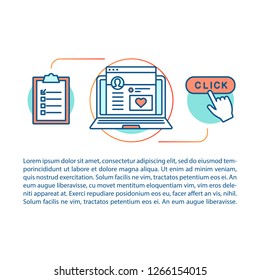 Volunteering concept linear illustration. Register vacancy. Charitable organization website. Article, brochure, magazine page layout. Thin line icons with text boxes. Vector isolated outline drawing