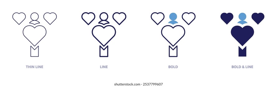 Volunteering icon in 4 different styles. Thin Line, Line, Bold, and Bold Line. Duotone style. Editable stroke.
