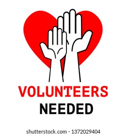 Volunteering icon concept. Circle shaped. Red heart with hand